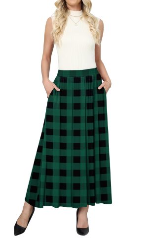 Women's Maxi Skirt Flowy High Waisted Casual Long Skirts with Pockets