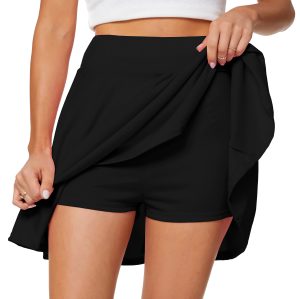71voAOPdI8L.jpg Women's Casual Basic Versatile Flared Pleated Mini Skater Skirt with Shorts