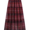 Womens Chiffon Long Skirt Elastic High Waist Floral Maxi Skirts Tiered Pleated A Line Boho Flowy Long Skirts